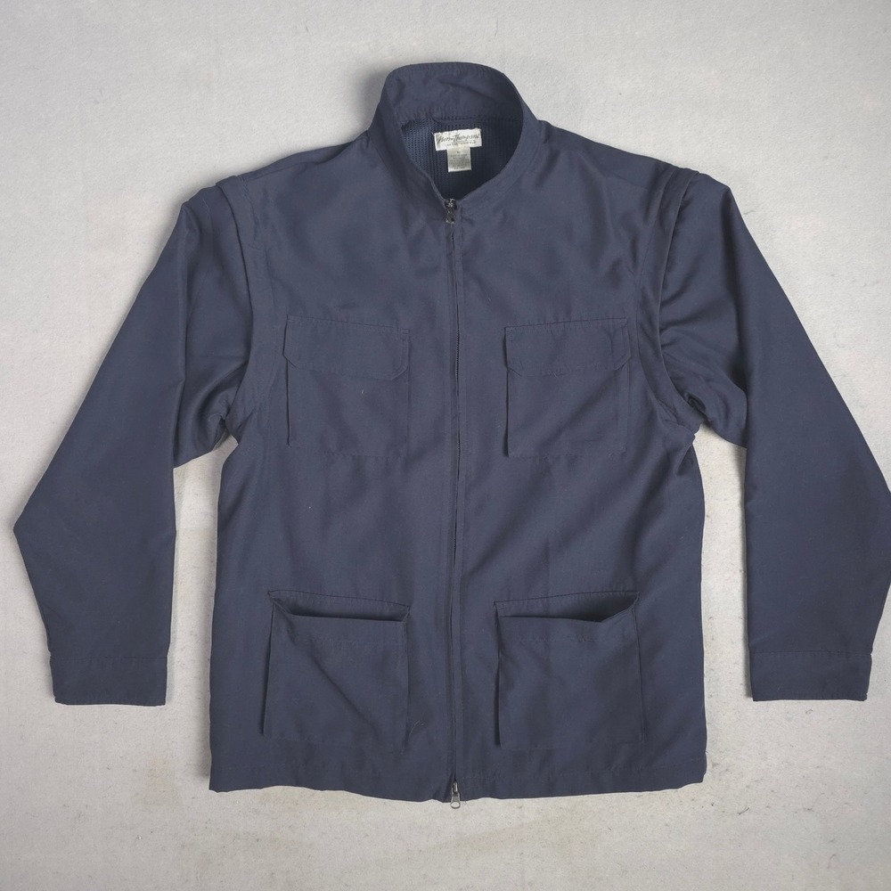 Norm Thompson Mens Zip Up Jacket Navy Blue Utility Pockets Lightweight M‎
